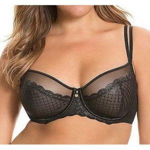 Lane Bryant Black Lace and Mesh  Bra 42DD